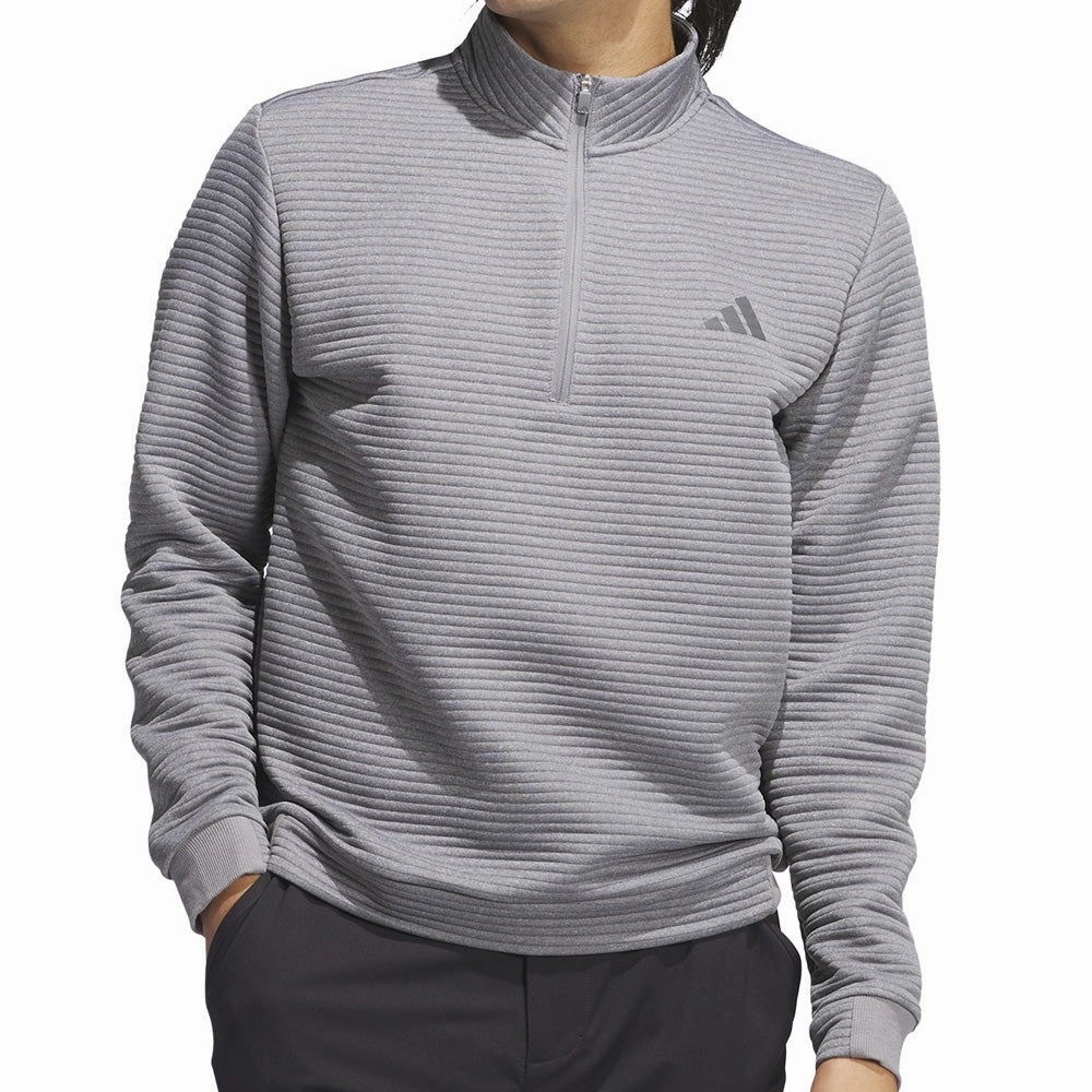 Houndstooth adidas Ultimate365 DWR Textured 1/4 Zip Pullover - Grey Three/White