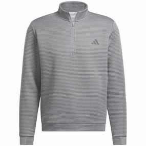 hypoallergenic Cold Weather Look adidas Ultimate365 DWR Textured 1/4 Zip Pullover - Grey Three/White
