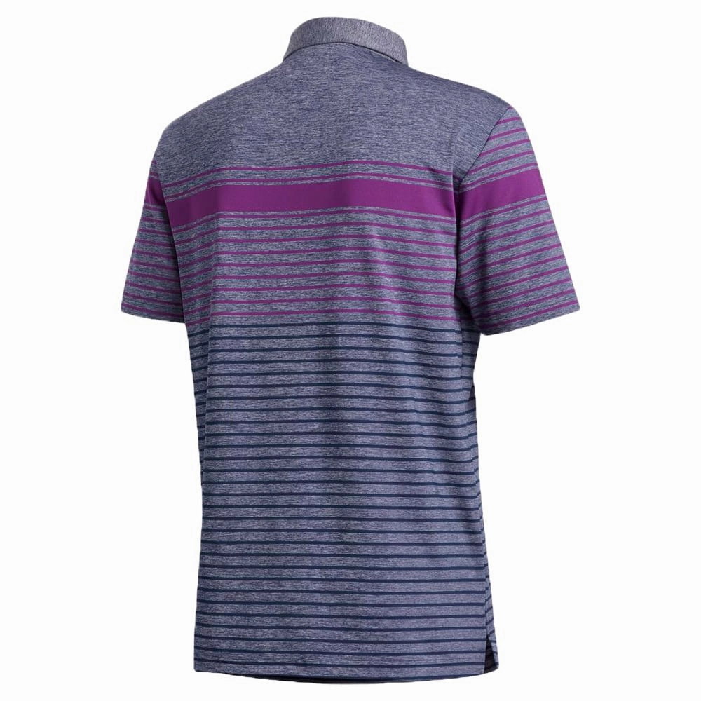 adidas Ultimate365 Engineered Heathered Polo Shirt - Purple/Purple Tint/Navy Mel Fade Resistant Dye