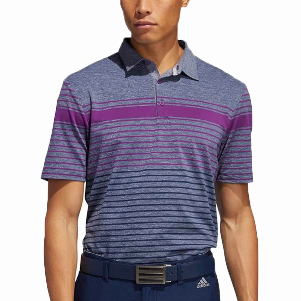 Moisture wicking Easy and Relaxed adidas Ultimate365 Engineered Heathered Polo Shirt - Purple/Purple Tint/Navy Mel