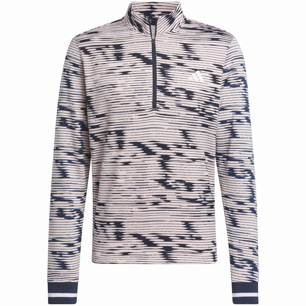 Striped adidas Ultimate365 Linear Stripe 1/4 Zip Pullover - Sandy Pink/Collegiate Navy