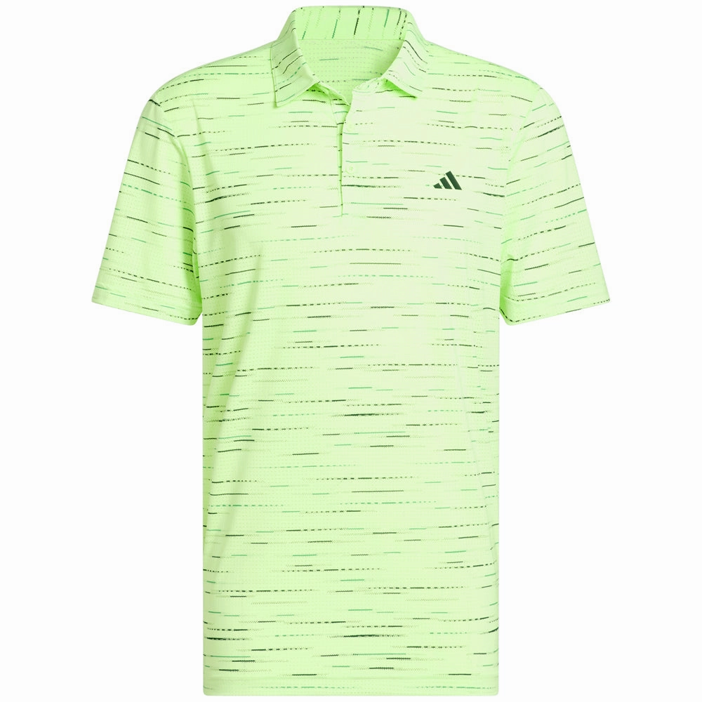 Perfect Comfort adidas Ultimate365 Mesh Glimmer Print Polo Shirt - Lime Burst