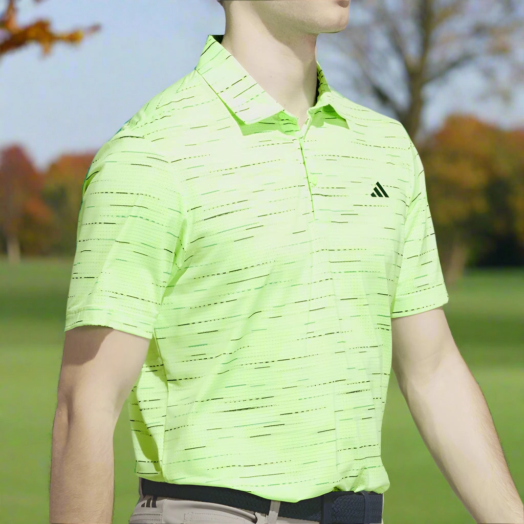adidas Ultimate365 Mesh Glimmer Print Polo Shirt - Lime Burst Personalized Outdoor Wear