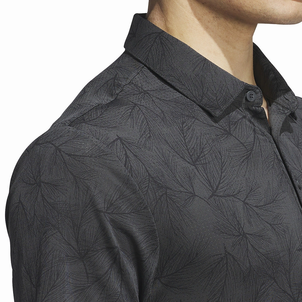 ThermoregulatingFabric Modern Trend Look adidas Ultimate365 Mesh Print Polo Shirt - Carbon/Black