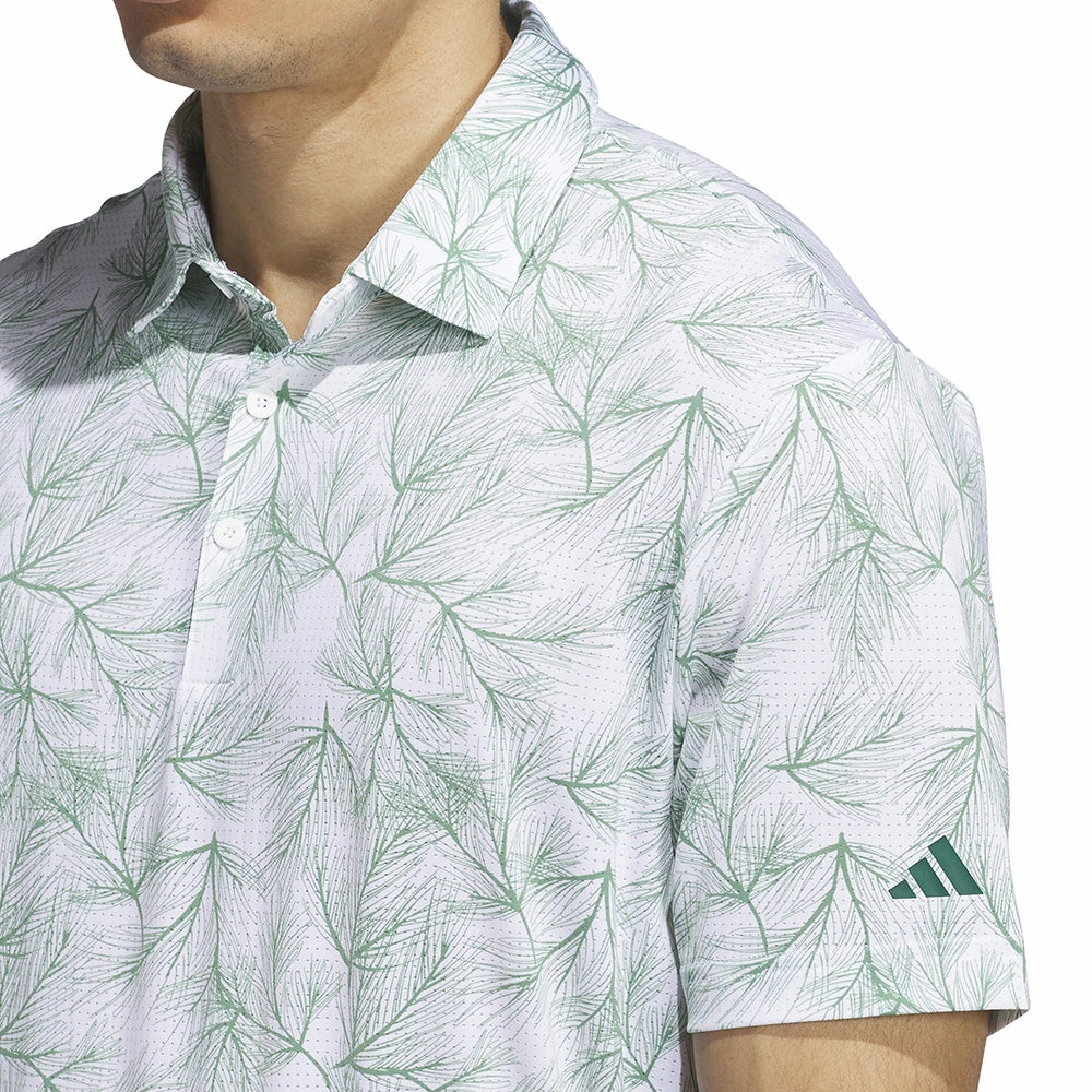 adidas Ultimate365 Mesh Print Polo Shirt - White/Preloved Green Simple Wear