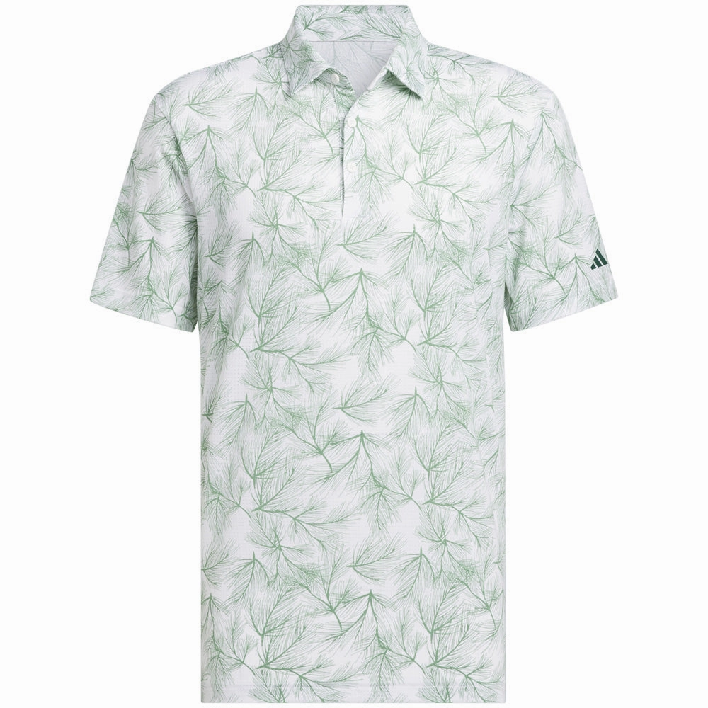 comfortable top adidas Ultimate365 Mesh Print Polo Shirt - White/Preloved Green