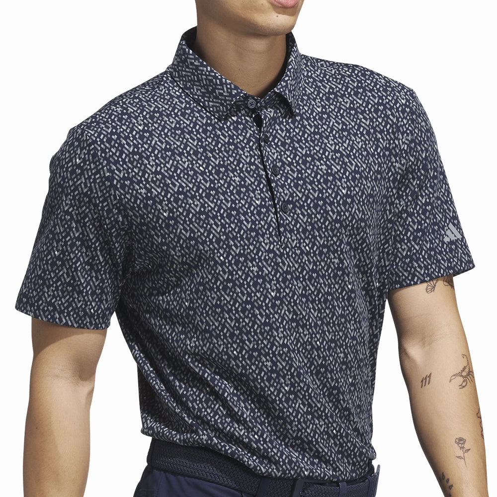 adidas Ultimate365 Micro Argyle Polo Shirt - Collegiate Navy/Grey Three Travel Comfort Style