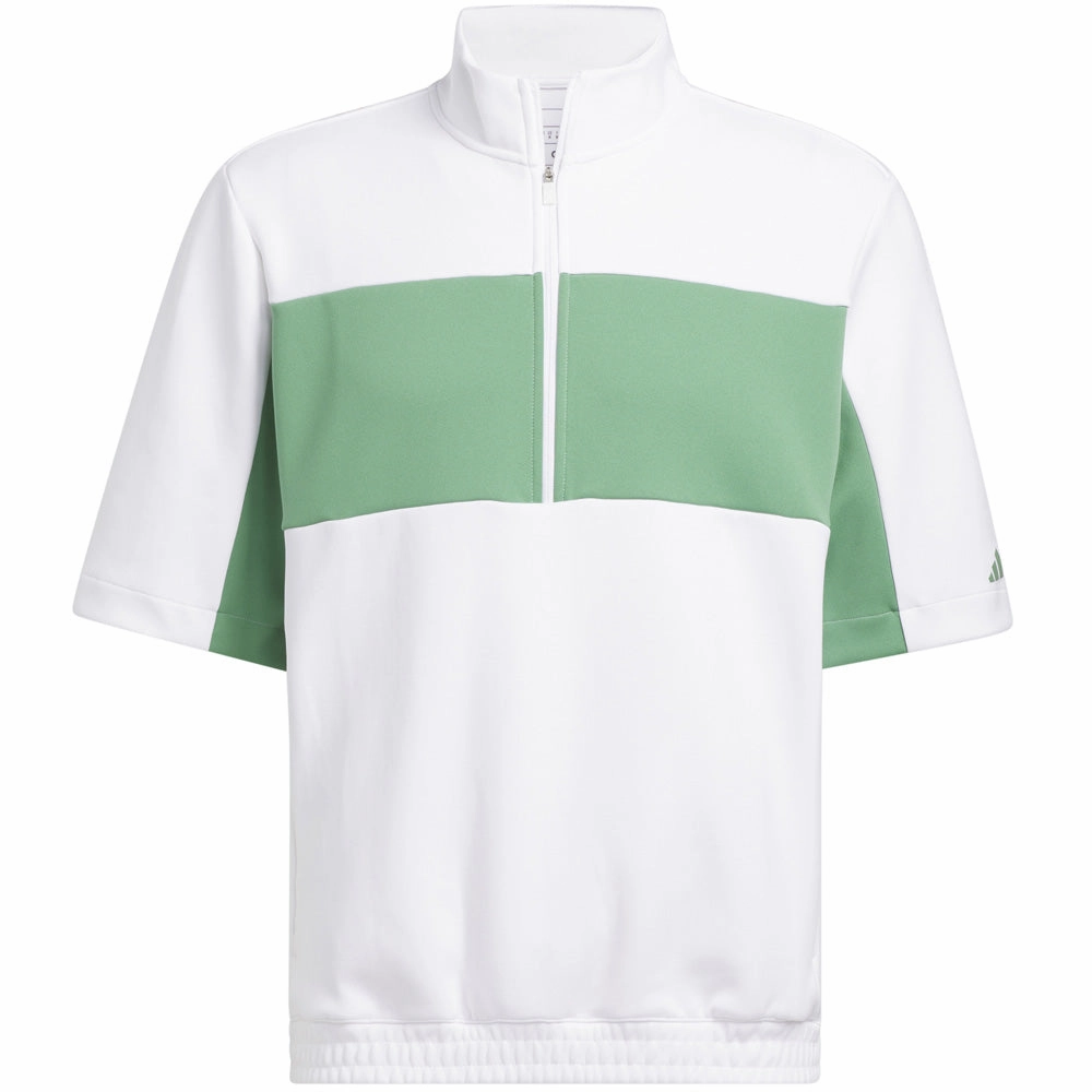 adidas Ultimate365 Short Sleeve 1/2 Zip Pullover - White Travel Comfort Muscular Frame