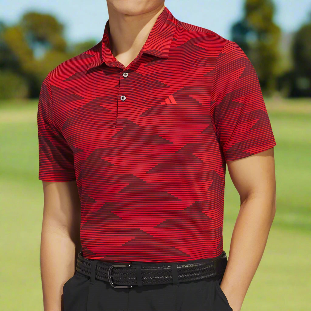 adidas Ultimate365 Speed Stripe Polo Shirt - Aurora Ruby/Pure Ruby Yoga flexibility NonIrritating Fabric