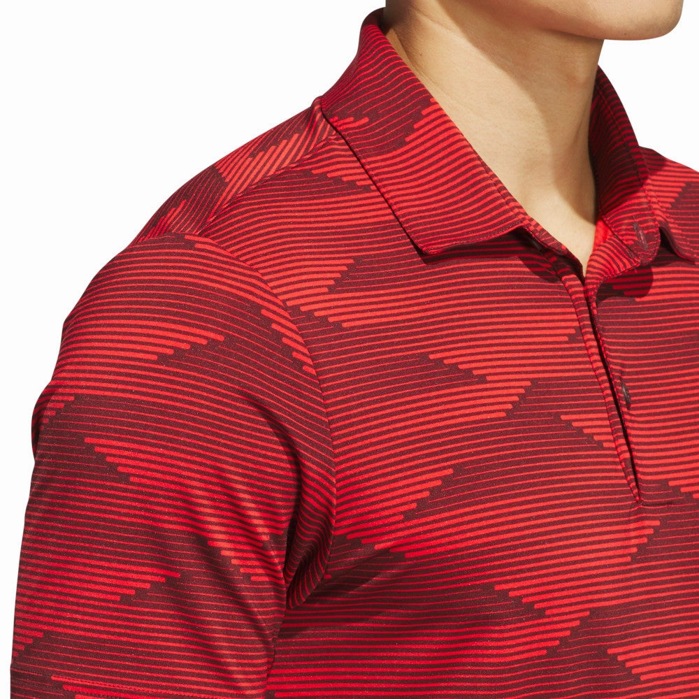adidas Ultimate365 Speed Stripe Polo Shirt - Aurora Ruby/Pure Ruby Smooth Flatlock Stitching Smart Layering
