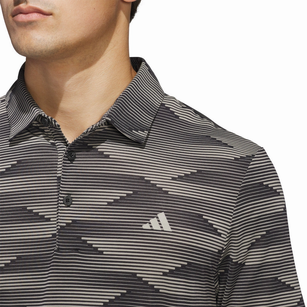 adidas Ultimate365 Speed Stripe Polo Shirt - Black/Putty Beige Chill Style quick-drying