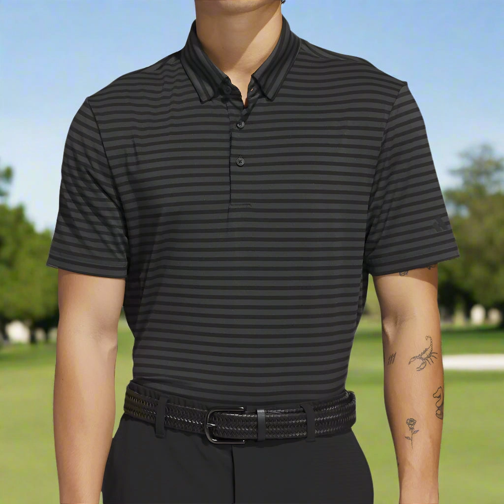 StretchReinforcedArmholes adidas Ultimate365 Stripe Polo Shirt - Black/Carbon