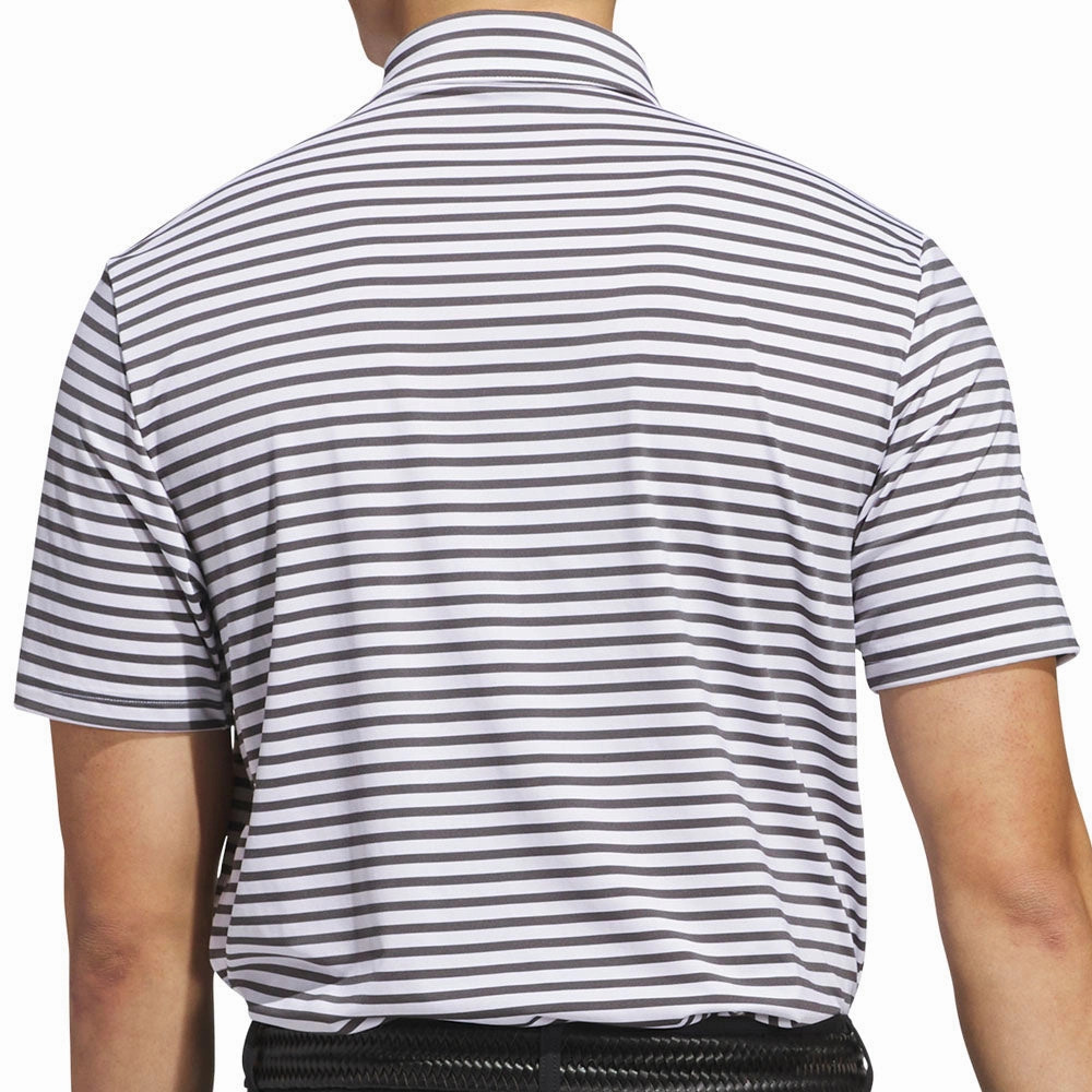 adidas Ultimate365 Stripe Polo Shirt - White/Grey Six Timeless Fit