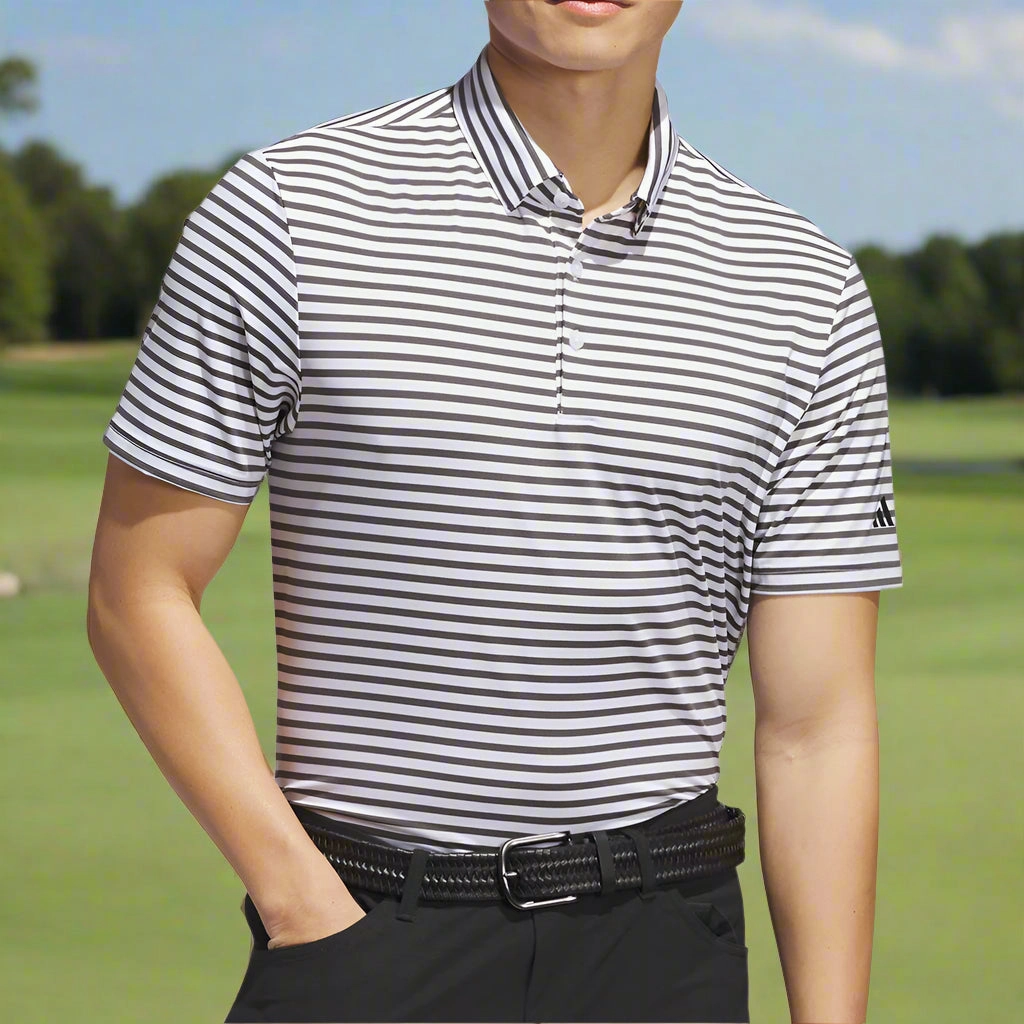 Simple yet stylish Essential Wardrobe adidas Ultimate365 Stripe Polo Shirt - White/Grey Six