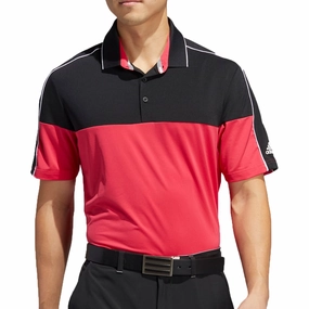 Cozy Vibe adidas Ultimate365 Striped Polo Shirt - Black/Power Pink
