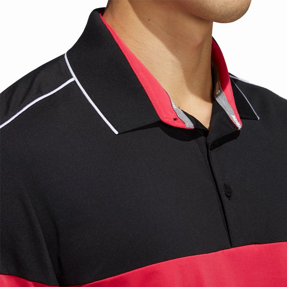 Comfy Layer Wear Organic Cotton Blend adidas Ultimate365 Striped Polo Shirt - Black/Power Pink