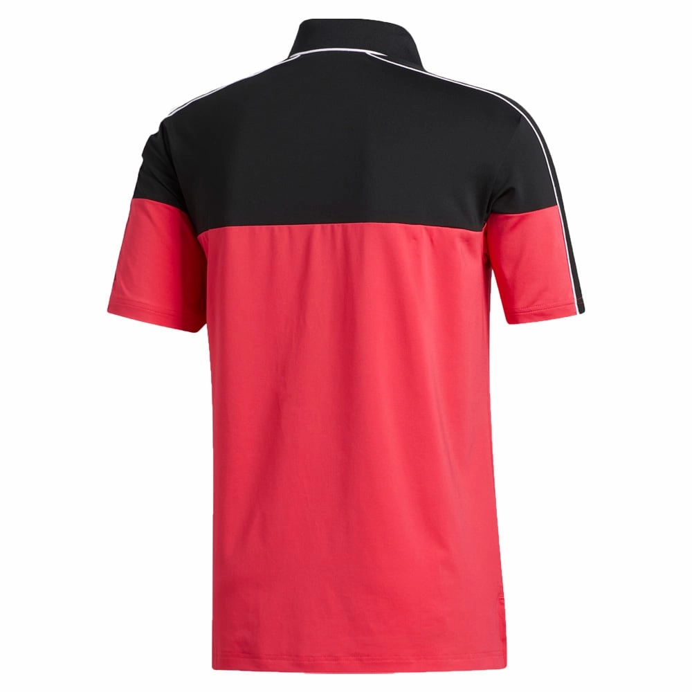 Classic Cut adidas Ultimate365 Striped Polo Shirt - Black/Power Pink