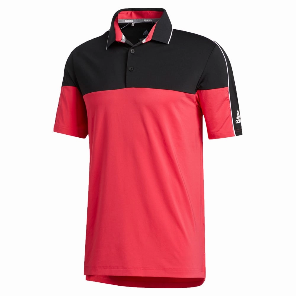 Travel Comfort Style athletic style adidas Ultimate365 Striped Polo Shirt - Black/Power Pink
