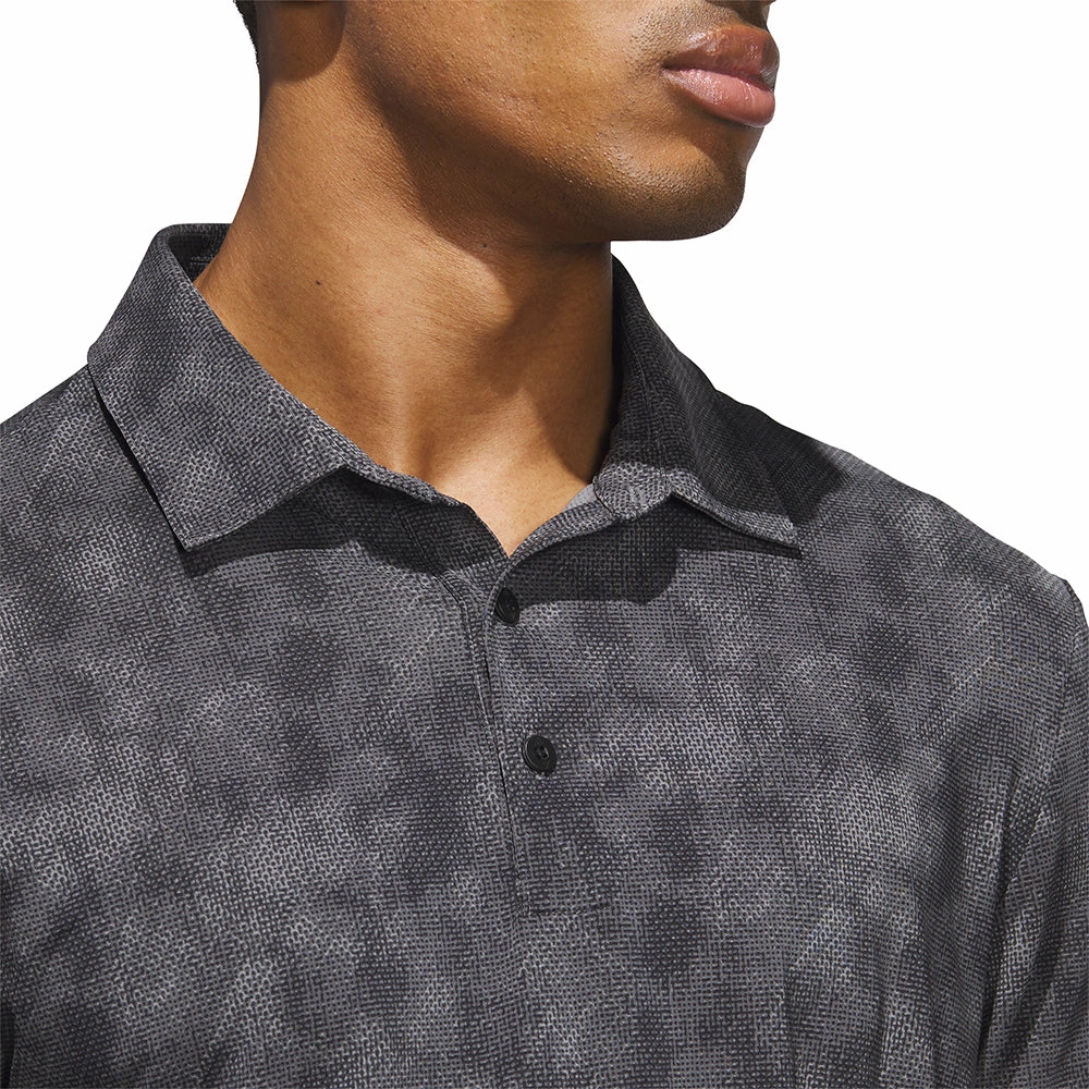Unique Design adidas Ultimate365 Textured Print Polo Shirt - Black/Grey Five