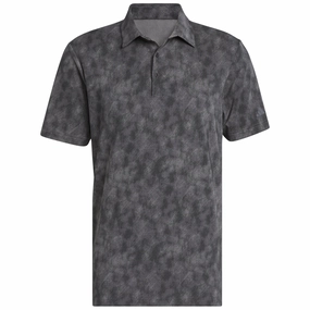 adidas Ultimate365 Textured Print Polo Shirt - Black/Grey Five Micro Perforated Fabric