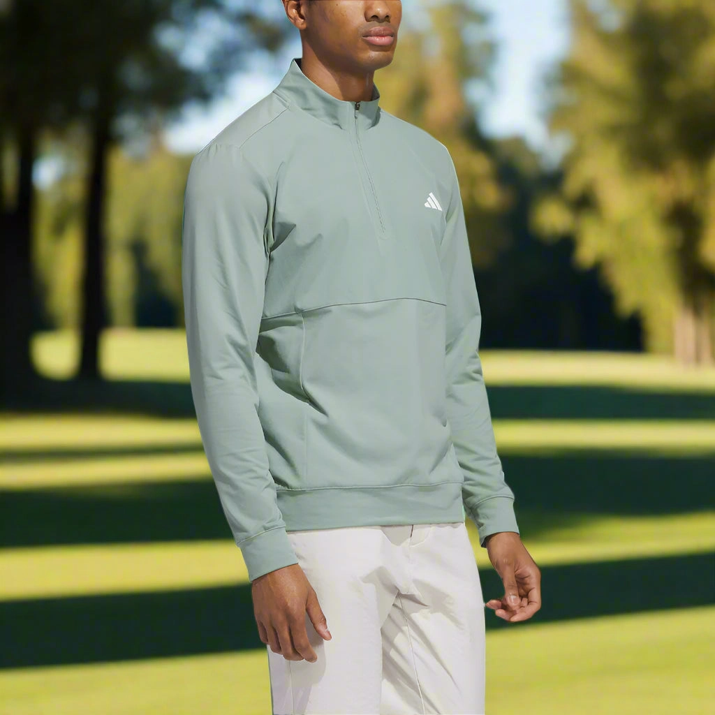 adidas Ultimate365 Tour 1/4 Zip Pullover - Silver Green Chic Layer