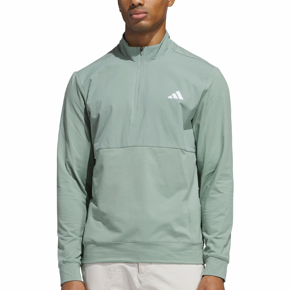 adidas Ultimate365 Tour 1/4 Zip Pullover - Silver Green Smart Casual Everyday Comforts