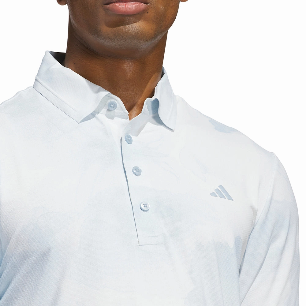 adidas Ultimate365 Tour Adicool LC Polo Shirt - Wonder Blue/White Garment Dyed Finish V-Neck