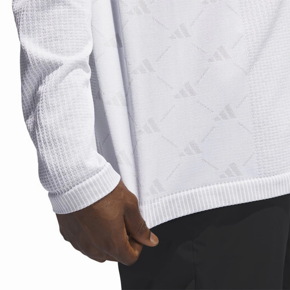 Low Profile Silhouette adidas Ultimate365 Tour Primeknit Long Sleeve Polo Shirt - Grey Two