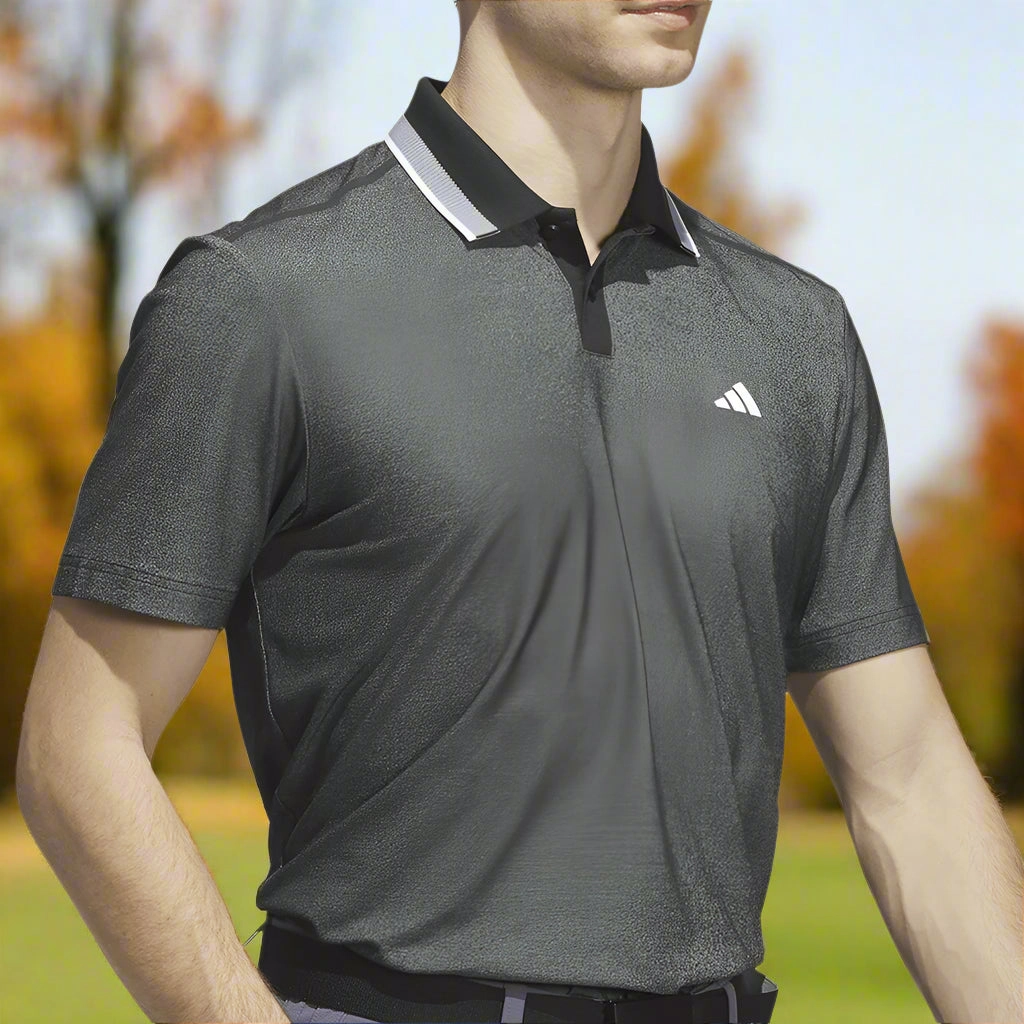 adidas Ultimate365 Tour Twistknit Pique Polo Shirt - Black Sustainable Material Blend Active Trend