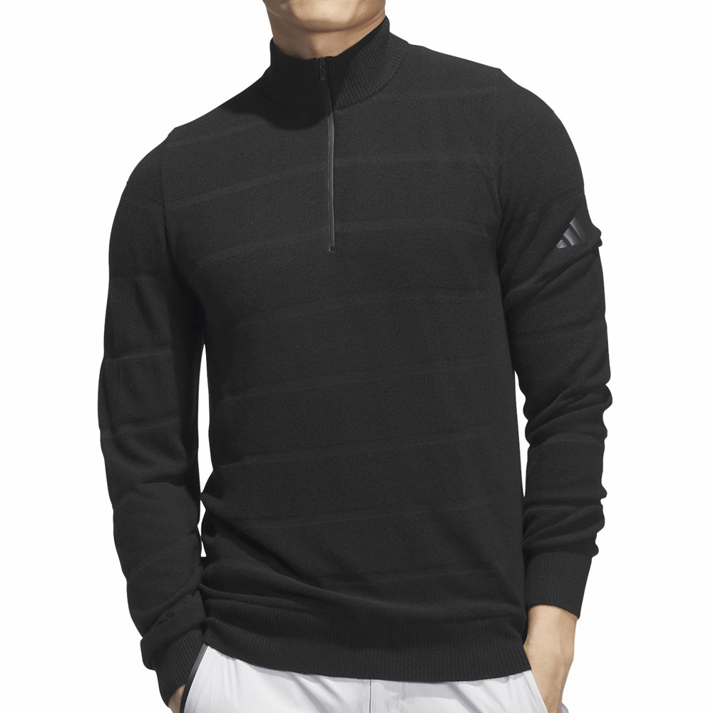 adidas Ultimate365 Tour Wind Knit 1/4 Zip - Black product social responsibility Wrinkle-Resistant