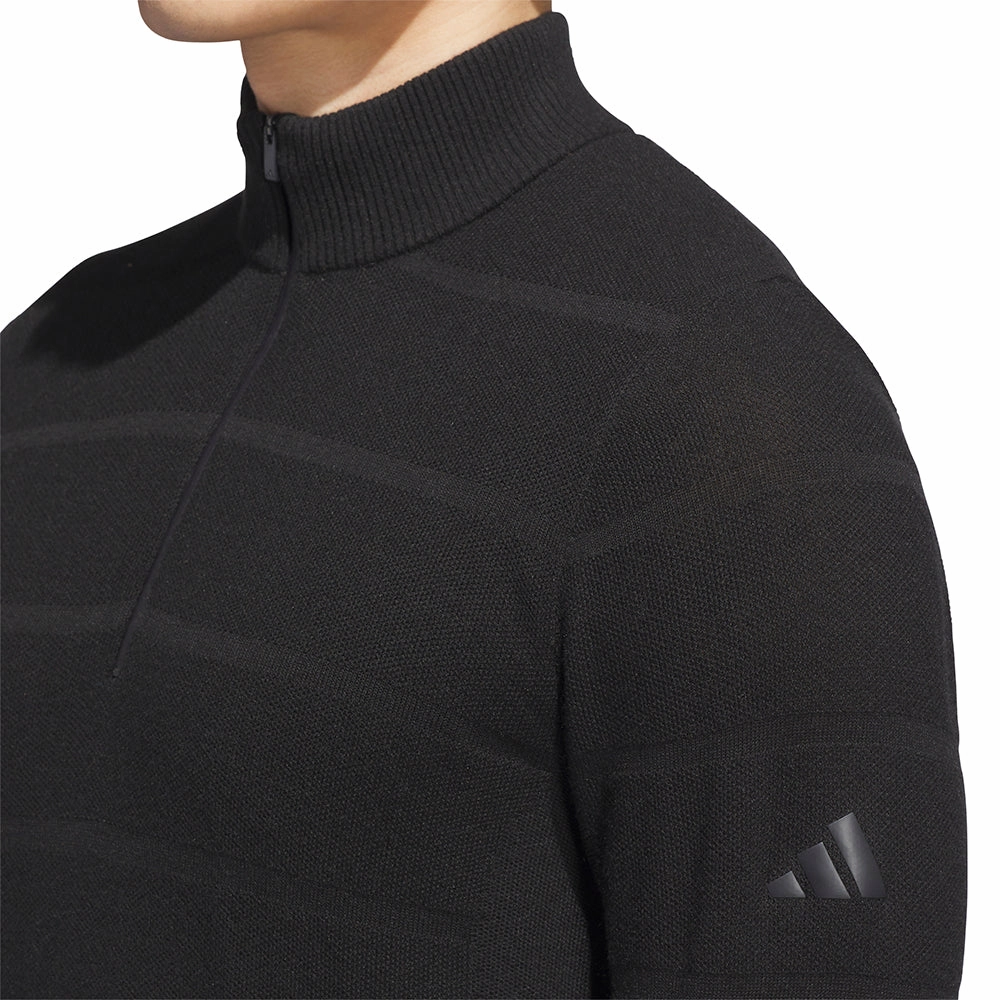 Urban Active Embroidered Logo adidas Ultimate365 Tour Wind Knit 1/4 Zip - Black