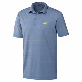 adidas Ultimate 365 Heathered Stripe Polo Shirt - Trace Royal/Solar Yellow/Light Blue Modern Trend Look Teenager coolness