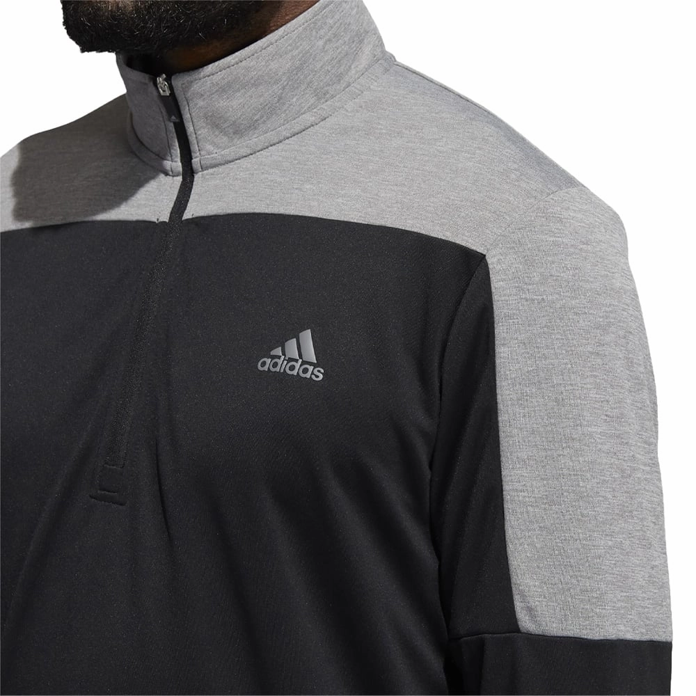 Chilly Weather Style Active Fit adidas UPF Lightweight 1/4 Zip Midlayer- Black