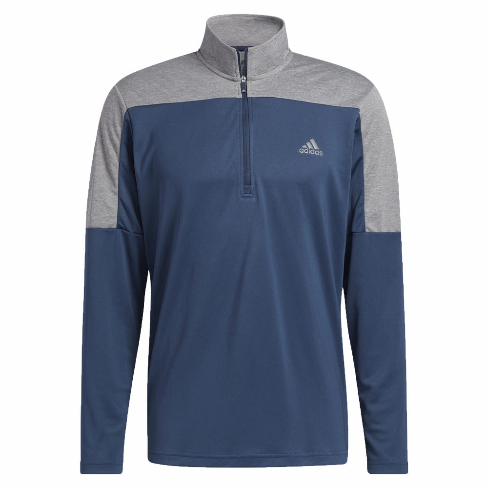 adidas UPF Lightweight 1/4 Zip Midlayer- Crew Navy Minimalist Design Drawstring