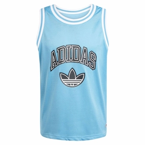 Breathable Mesh Panels Adidas Varsity Basketball Tank Top - App Sky Rush