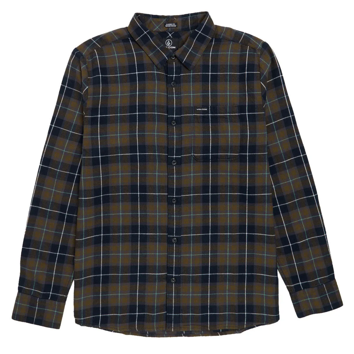 Volcom Caden Plaid Long Sleeve Shirt - Navy 2025 Work From Home Sustainable Choice