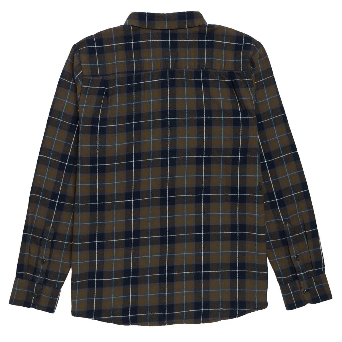 Hidden Button Placket Geometric Print Volcom Caden Plaid Long Sleeve Shirt - Navy 2025