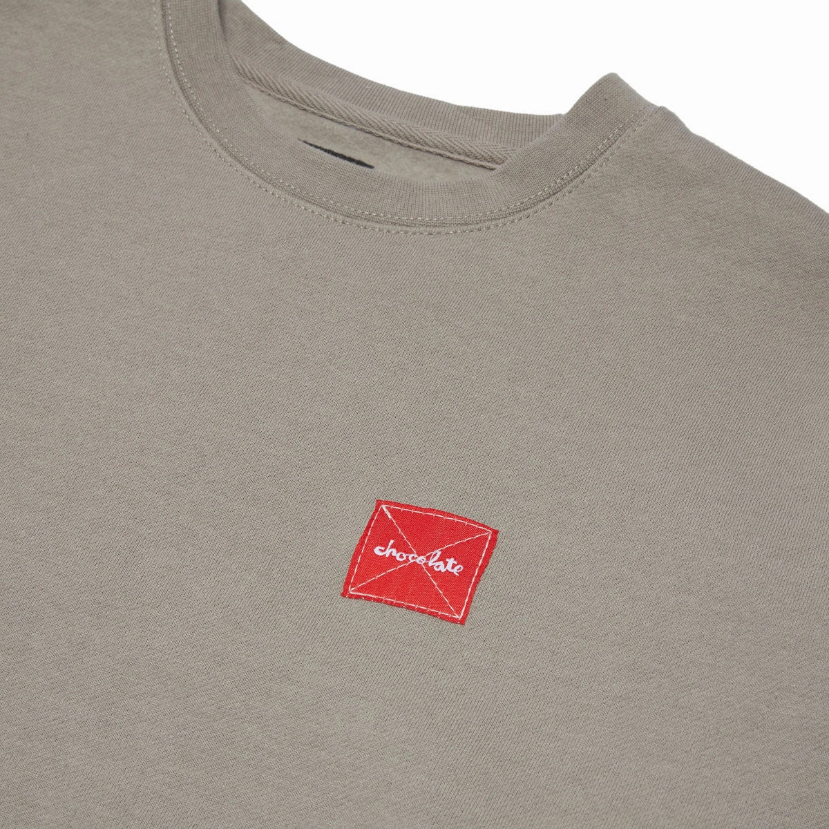 Chocolate Square Label Crew Sweatshirt - Cement Grey Autumn Staple