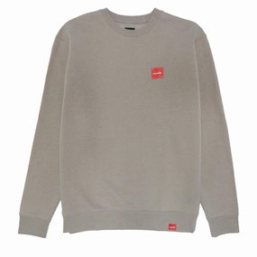 Chocolate Square Label Crew Sweatshirt - Cement Grey Llama like