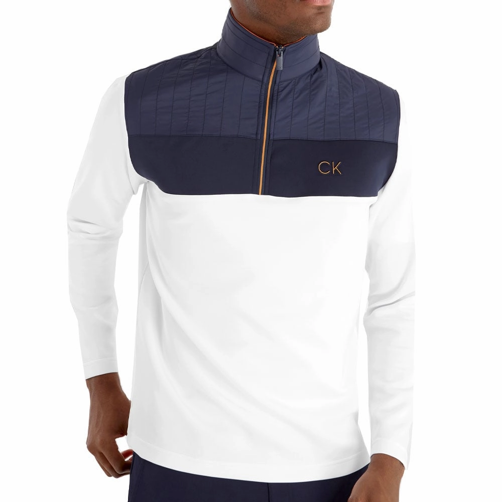 Classic Bold Calvin Klein Danvers 1/4 Zip Pullover - White/Navy