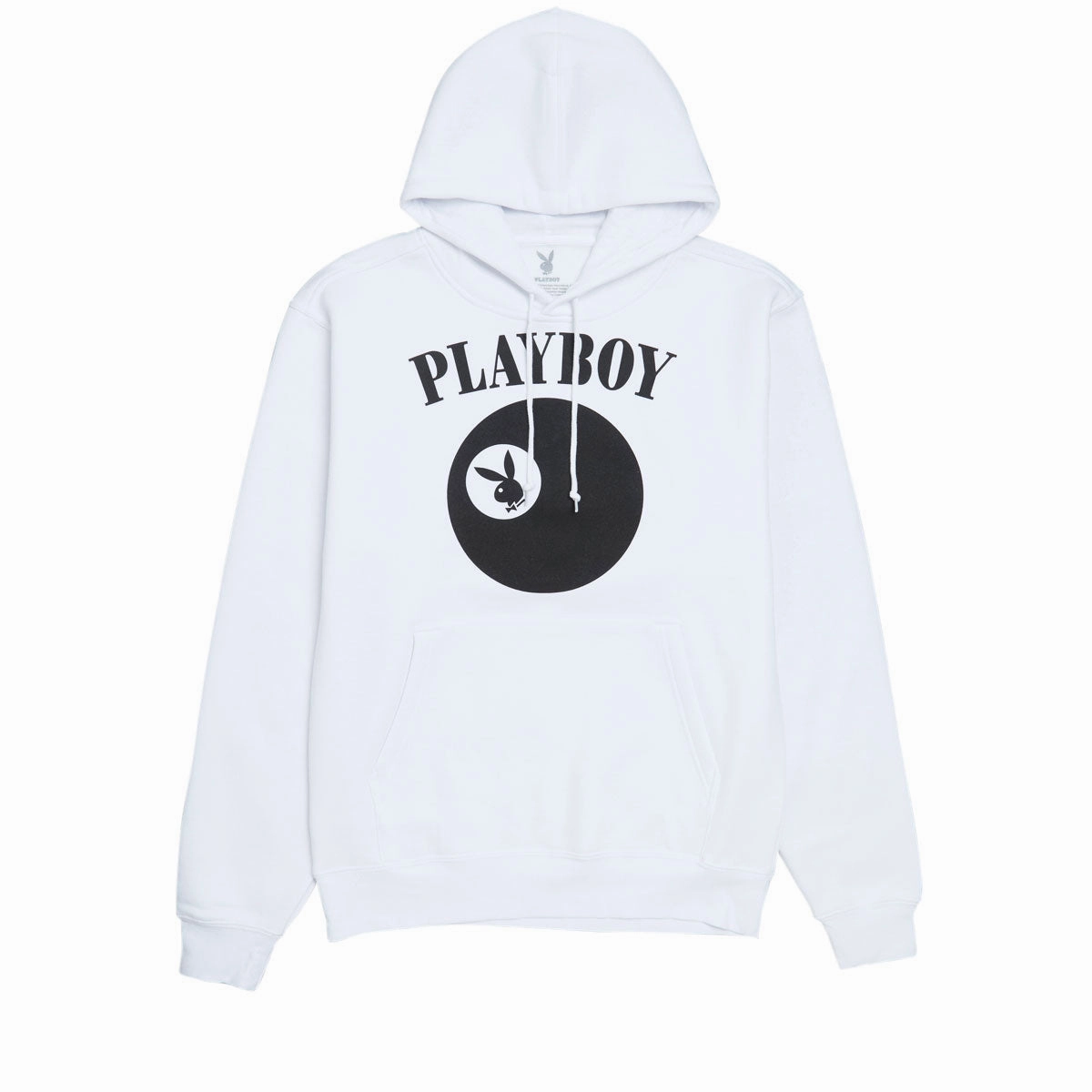 Color Bars x Playboy Billiards Hoodie - White Stylish Details Adjustable Drawstring Hood