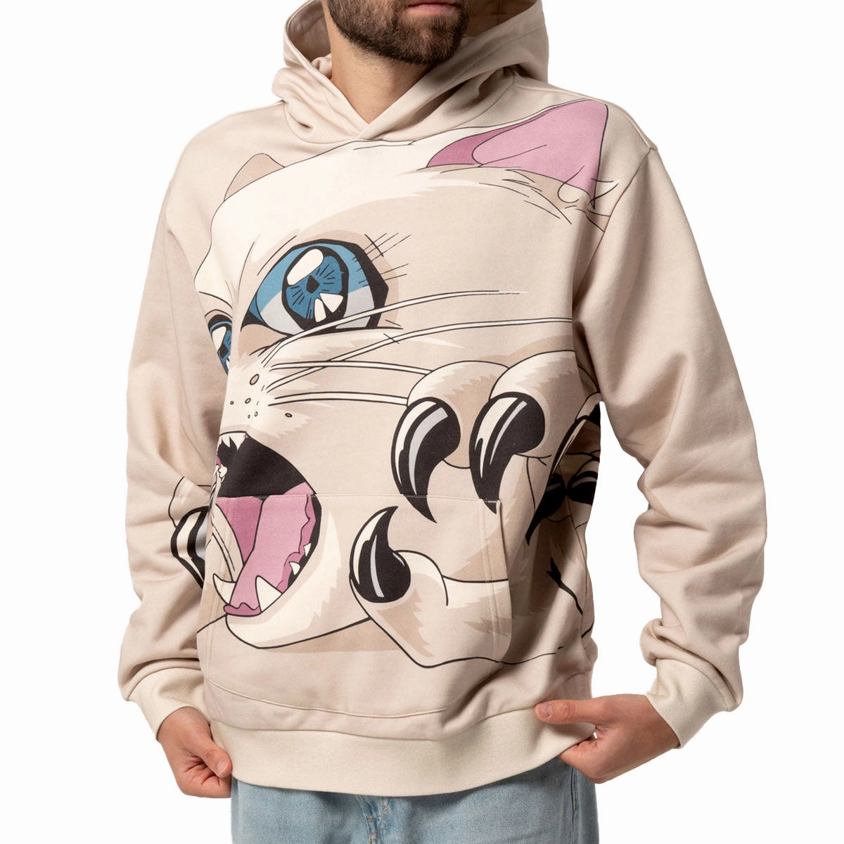 Stylish Details Breathable Material RIPNDIP Metal Claw Hoodie - Bone