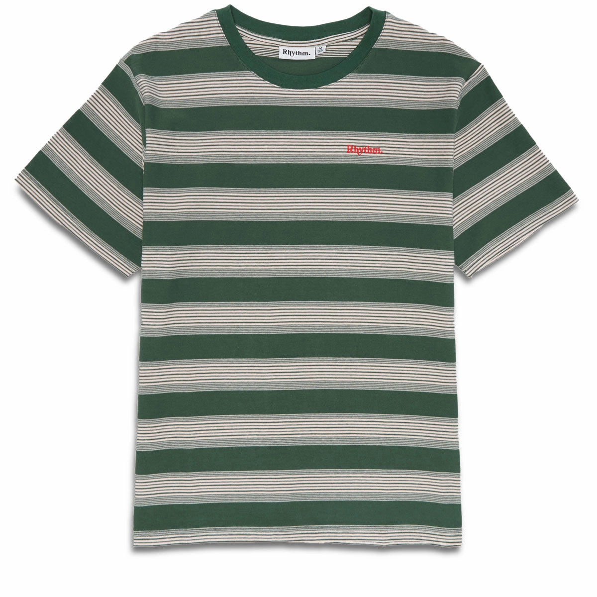 Oversized Silhouette Fashion Forward Rhythm Echo Stripe T-Shirt - Natural