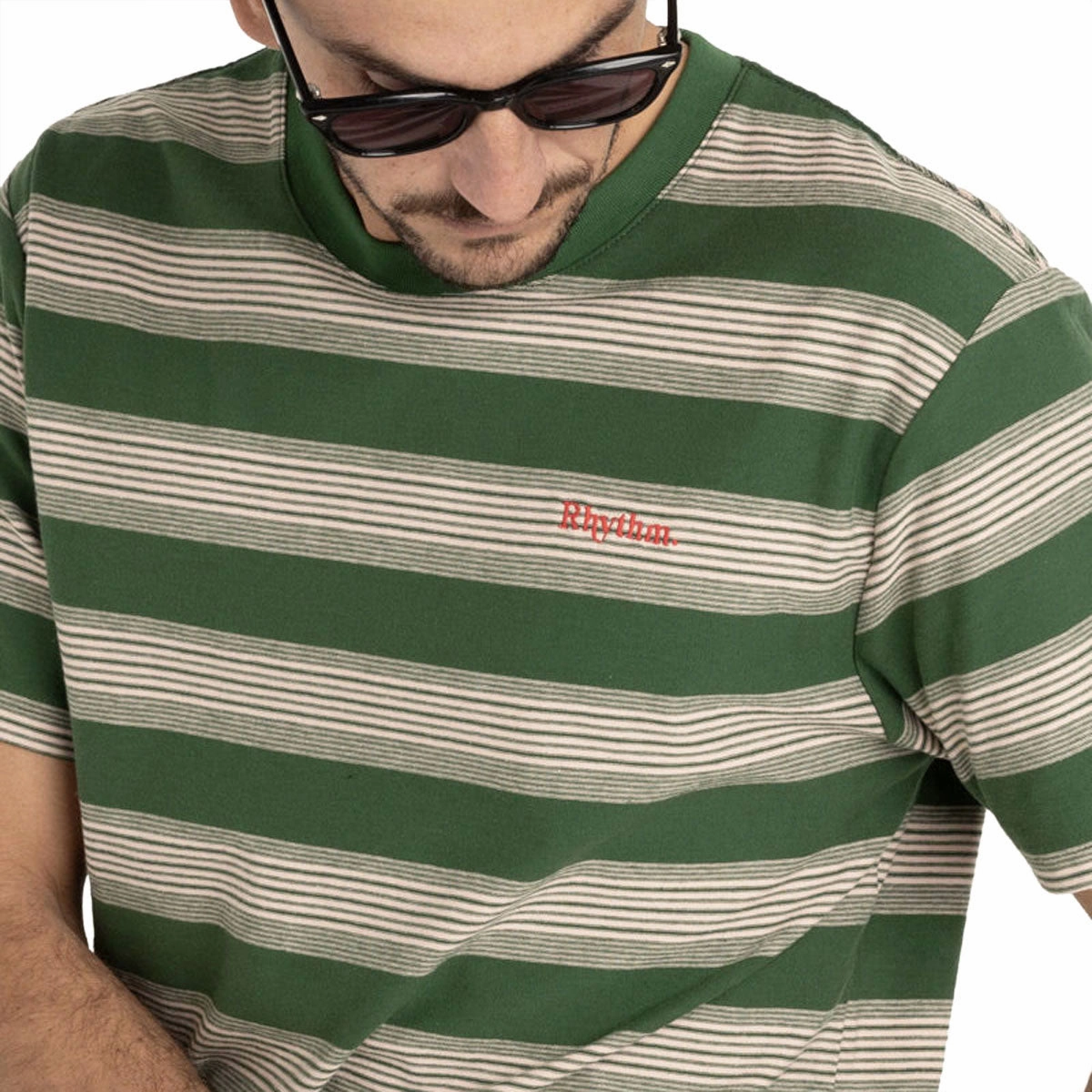 Casual Day Wear Everyday Style Trend Rhythm Echo Stripe T-Shirt - Natural