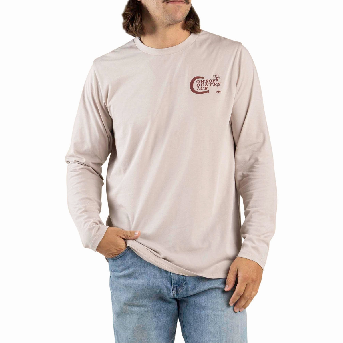 simple design Fashion Comfort Sendero Cowboy Country Club Long Sleeve T-Shirt - Sand