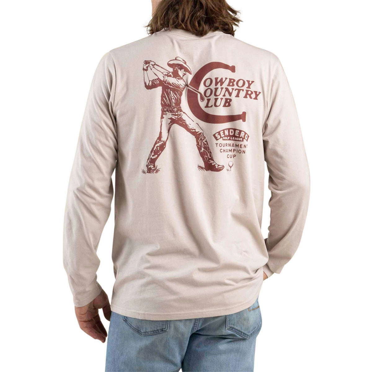 Sendero Cowboy Country Club Long Sleeve T-Shirt - Sand Casual Must-Have