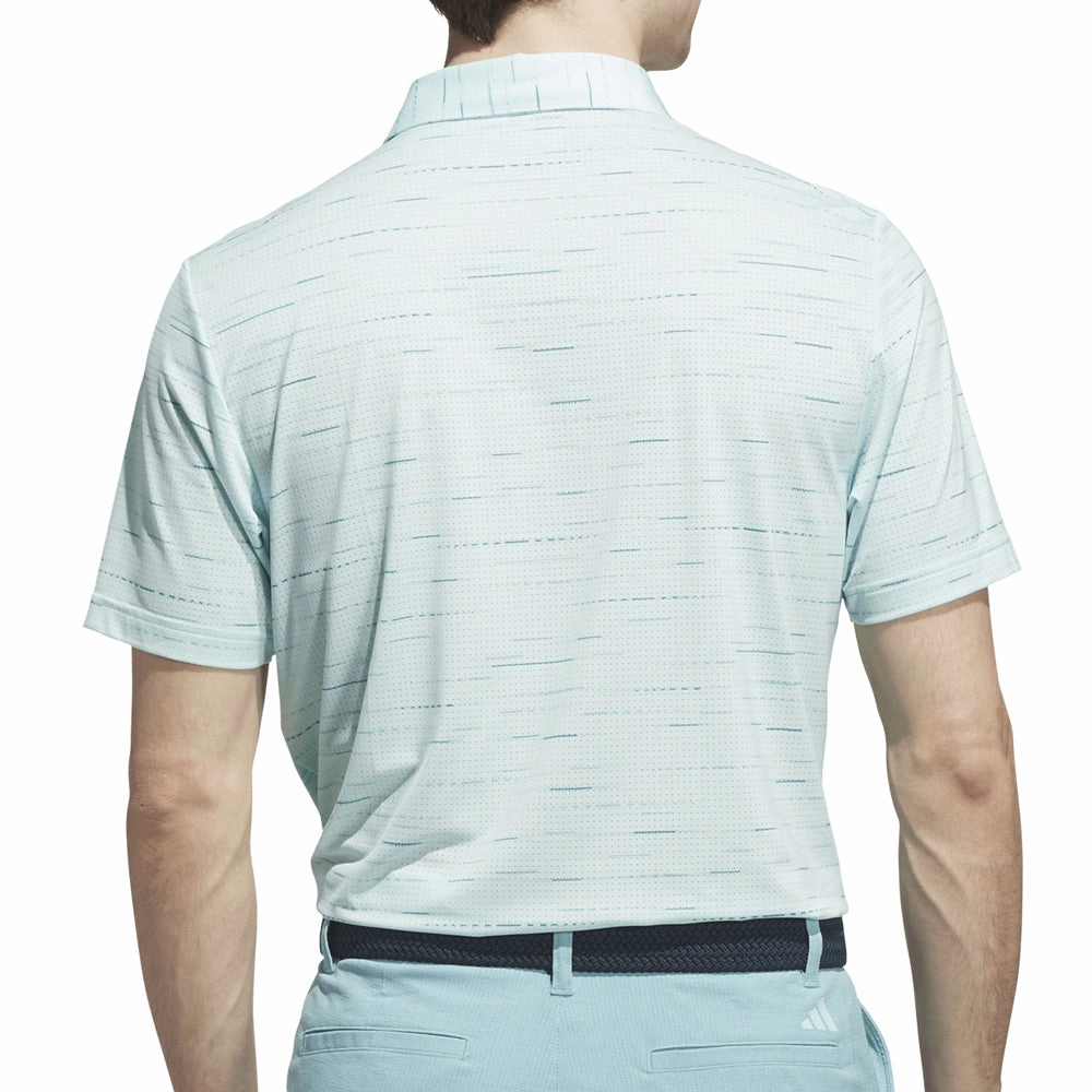 adidas Ultimate365 Mesh Glimmer Print Polo Shirt - Semi Flash Aqua Flexible Cuff Design Outdoor Wear