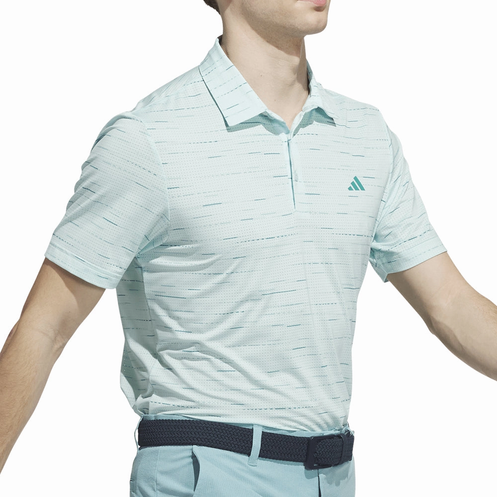 adidas Ultimate365 Mesh Glimmer Print Polo Shirt - Semi Flash Aqua Chilly Weather Style