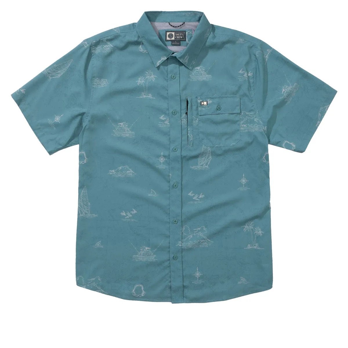 Salty Crew Helmsman UV Button Up Shirt - Hydro Layered Design Reinforced Elbow Patches