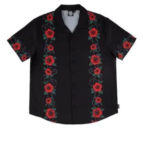 Cuffed hem Premium Finish Santa Cruz Screaming Cabana Party Shirt - Black